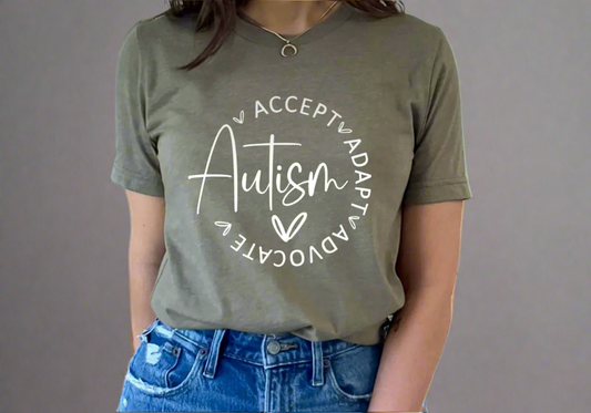 Autism Awareness Shirt, Accept Adapt Advocate