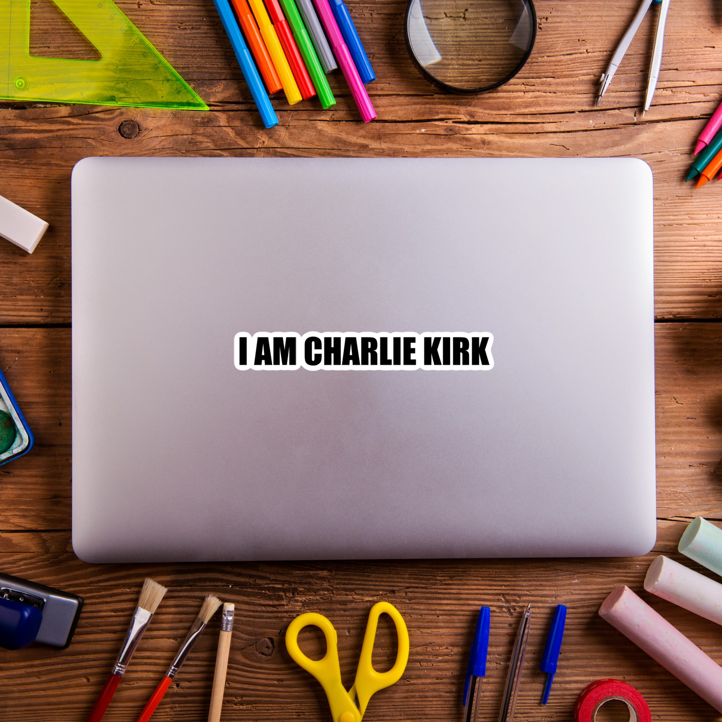 I am Charlie kirk laminated sticker america patriot Flag